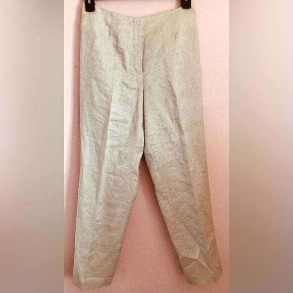 Talbots linen tan light gold shimmer pants size 8 - Picture 1 of 6